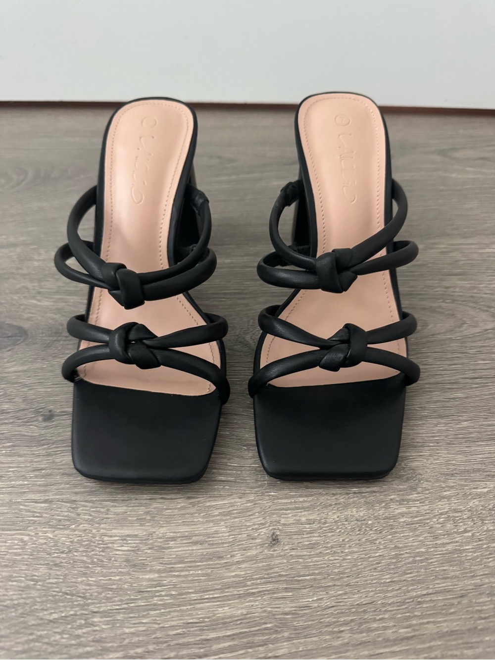 Black Knotted Strappy Mule Sandals